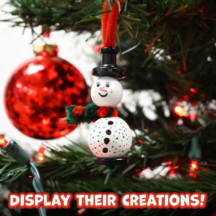 Christmas Bead Snowmen Craft Kit 4Set | DIY Ornaments for Kids & Tree Decor