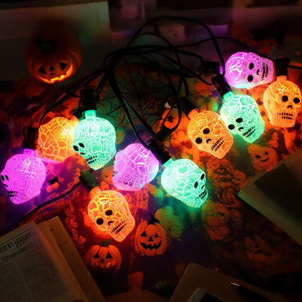 10.5FT 10L Halloween Skull String Lights, IP65 Connectable C7/E12 Plug-In Decor