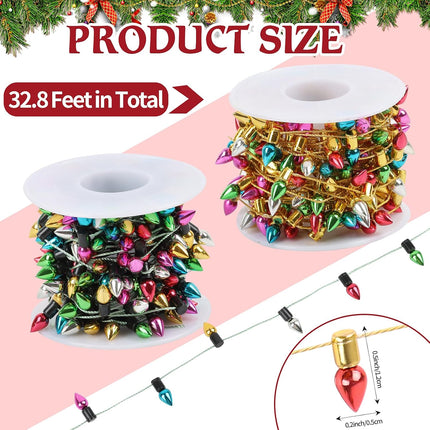 Mini Dollhouse Christmas Lights – 2 Rolls Fake String Lights for Fairy Crafts
