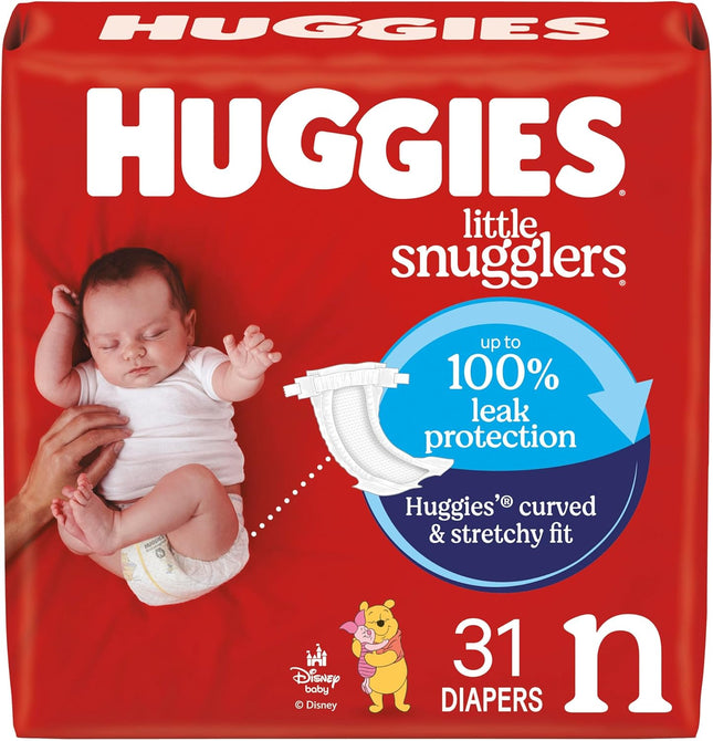 Little Snugglers Newborn Diapers – Size Up to 10 lbs, 31 Count