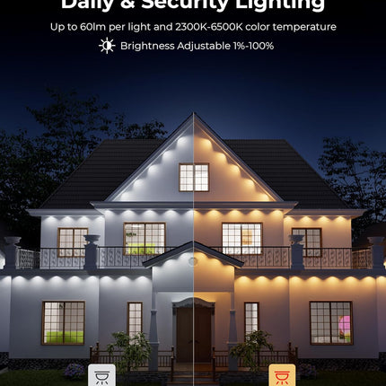 100ft Smart RGBWW Permanent Outdoor Lights Pro, 79 Modes, Alexa, IP67, White