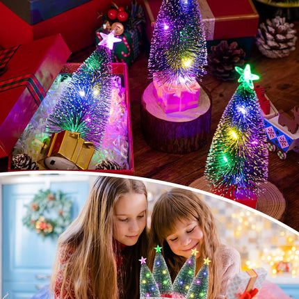 4 Pack Mini Christmas Trees with Lights for Tabletop Holiday Décor