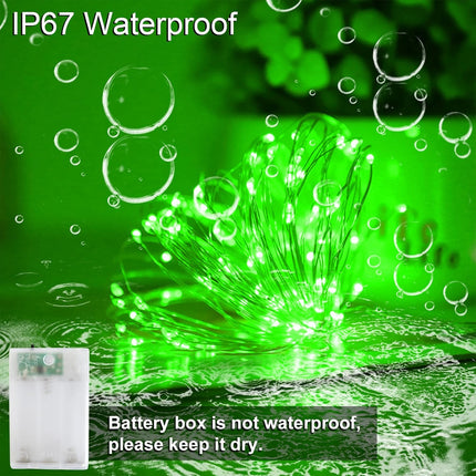 2 Pack Green Christmas Fairy String Lights 33FT 100 LED Battery Operated