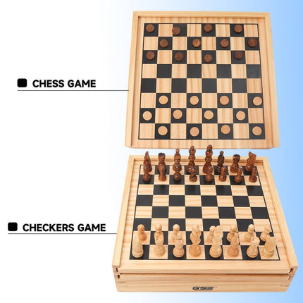 9-in-1 Board Game Set Chess Checkers Ludo Backgammon Poker Dice Combo