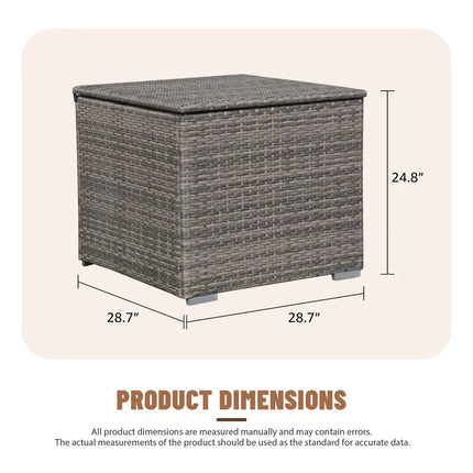 90 Gallon Wicker Outdoor Storage Box with Waterproof Lid Gas Spring