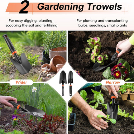 11Pcs Garden Tools Set with Tote Bag, Repotting Mat, Trowel, Rake & Pruner