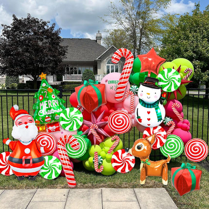 36-Pcs Christmas Foil Balloon Set – Santa, Snowman & Candy Cane Party Decor