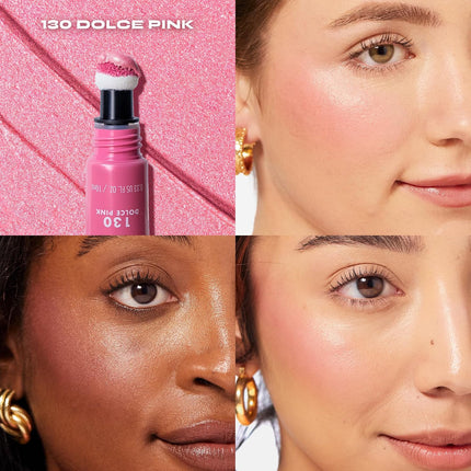 Cheek Kiss Blush Glow, 2-in-1 Liquid Blush Highlighter, Dolce Pink, Vitamin E & Glycerin