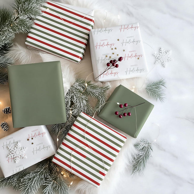 3PCS Christmas Gift Wrapping Paper Rolls 17x120 Inch Vintage Designs