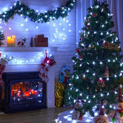 Christmas Snowflake Lights – 2 Pack 50 LED String Lights, Battery, Waterproof