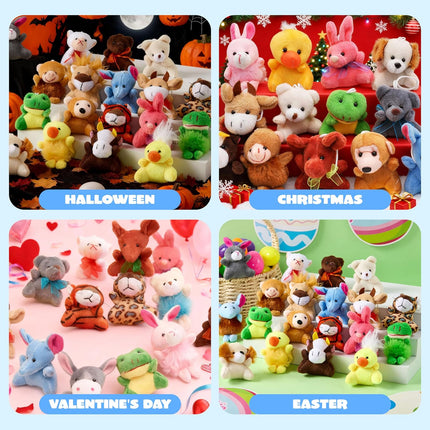 24-Pack Mini Animal Plush Toys – 3" Stuffed Animals for Kids & Gifts