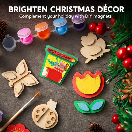 12 Wooden Magnet Painting Kit – DIY Arts & Crafts Gift for Kids
