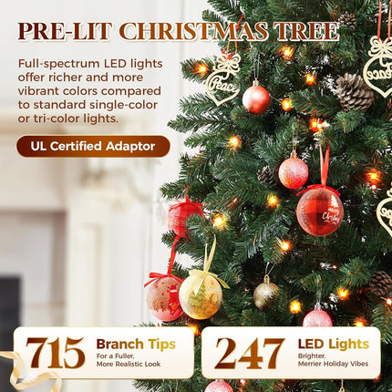 6ft Prelit Christmas Tree – 247 LED App-Controlled Multi-Color RGBW Lights