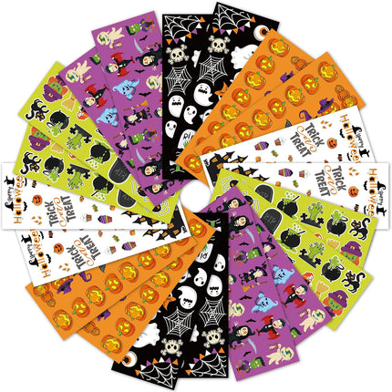 680-Piece Halloween Stickers for Kids, 40 Sheets, Waterproof Party Favor Treats