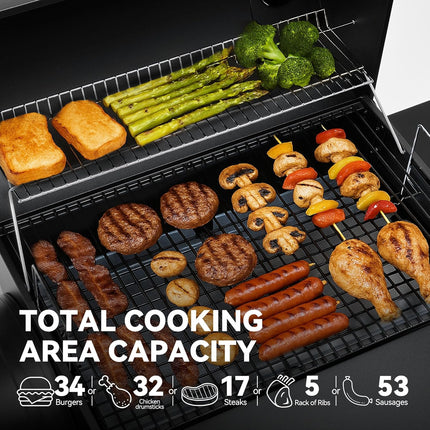 Black Charcoal BBQ Smoker Grill CC1830S for Backyard Camping Cooking