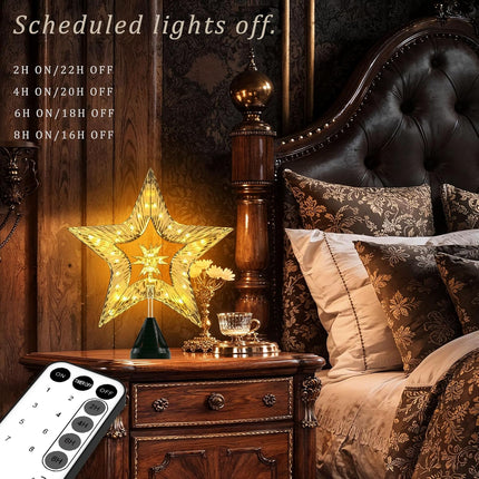 10" Christmas Tree Star Topper with Lights – Shatterproof Plastic, USB Powered