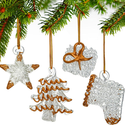 Glass Christmas Tree Ornaments 2 Inch Set of 4 Mini Blown Glass Decor