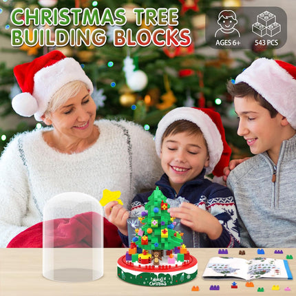 Christmas Tree Building Blocks Kit – 543PCS Tabletop Tree with Lights