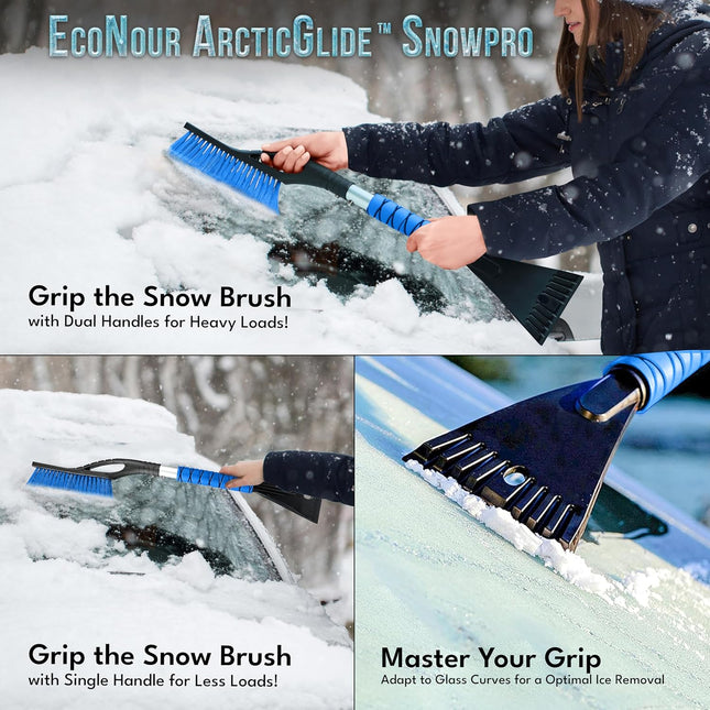27" Car Snow Brush & Ice Scrapers (2 Pack), Scratch-Free Bristle, Aluminium Body