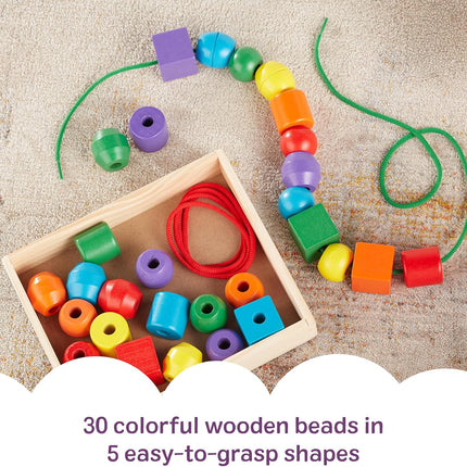 Wooden Lacing Beads Educational Toy for Kids 3+ Fine Motor Skills Practice