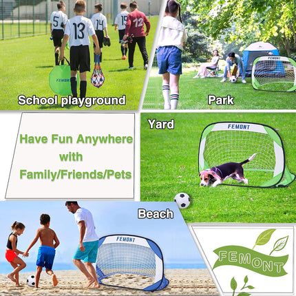 Portable Soccer Goals Set 4x2.5FT Pop Up Football Nets with Carry Bag for Kids