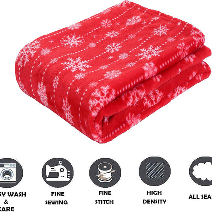 Luxury Velvet Christmas Fleece Blanket – 50x60" Snowflake Cozy Throw