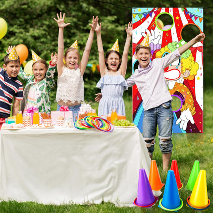 31PCS Family Outdoor Game Set Ring Toss Bean Bag Cornhole for Kids