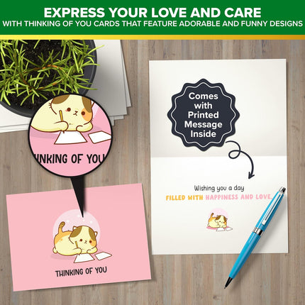 24 Pack Funny Thinking of You Cards, 6x4", 24 Designs with Envelopes & Stickers