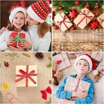 12 Rolls Christmas Ribbon 120 Yards 3/8" Wide Grosgrain Satin Organza Glitter