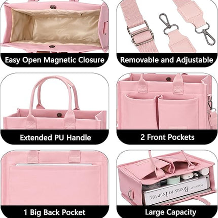 Women’s Canvas Tote Bag with Crossbody Strap Large Work Handbag