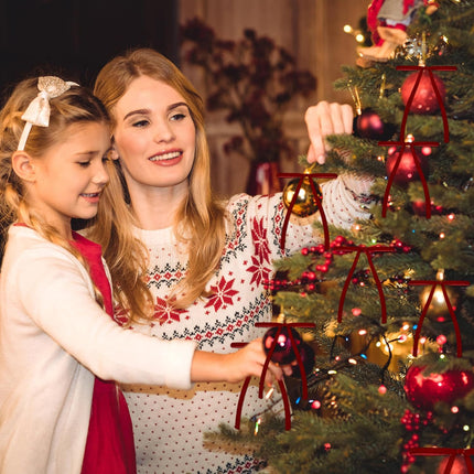 24PCS Velvet Christmas Bows – Wine Red Rustic Ribbon Bows for Tree & Wreaths