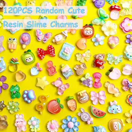 120PCS Mixed Color Slime Charms Flatback Resin Charms for DIY Crafts