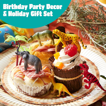 69 Pcs Mini Animal Figures Set with Sensory Bin – Jungle, Farm, Dino, Ocean Toys