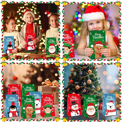 30PCS Christmas Paper Treat Bags Small Gift Bags with Stickers Holiday Party