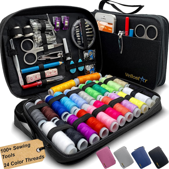 Sewing Kit for Adults & Beginners – Portable Travel Kit with 24 Thread Colors & Tools
