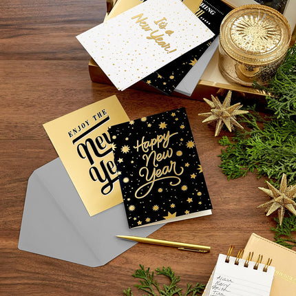 Happy New Year Cards Assortment 16 Cards & Envelopes 4 Designs