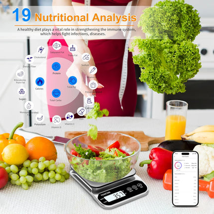 Smart Digital Food Scale 3kg/0.1g with Tare Function for Cooking & Baking