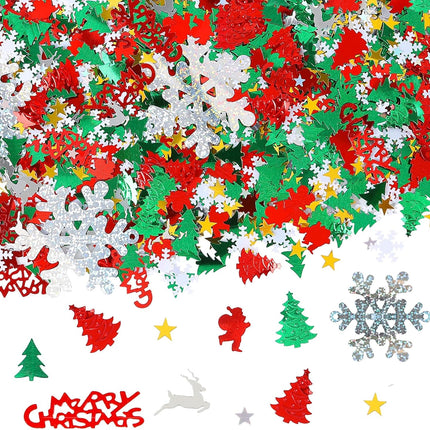Christmas Embossed Confetti Set, 4800 Pieces, Multicolored PVC, 100g for Festive Parties