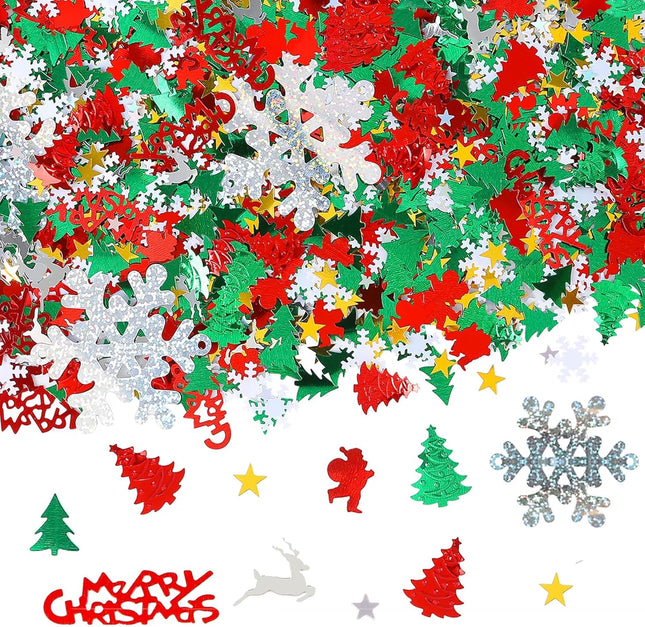 Christmas Embossed Confetti Set, 4800 Pieces, Multicolored PVC, 100g for Festive Parties