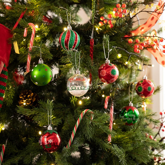 9 Pack Elf Red Green White Shatterproof Christmas Tree Hanging Ornaments