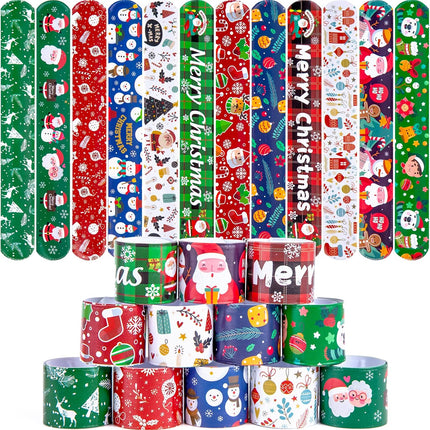 48PCS Christmas Slap Wristbands – 12 Snap Bracelets for Festive Holiday Fun