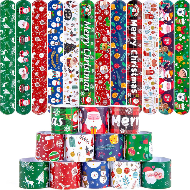 48PCS Christmas Slap Wristbands – 12 Snap Bracelets for Festive Holiday Fun