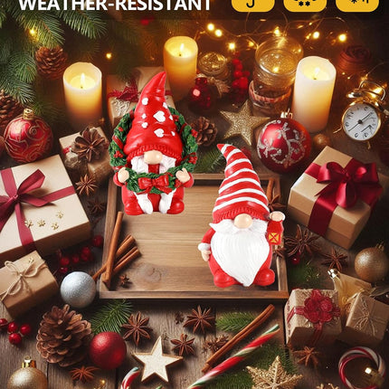 2PCS Resin Gnome Christmas Decorations, 4.3'' Table Ornaments for Holiday Decor