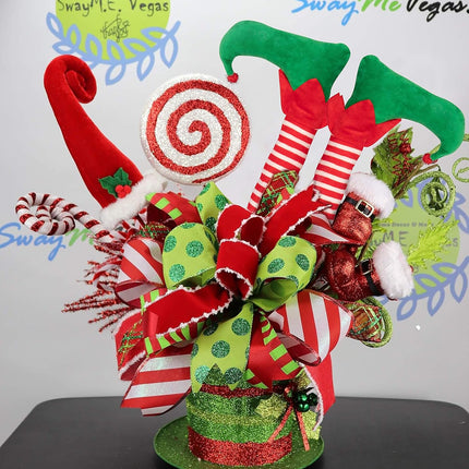 Christmas Elf Tree Topper with Stuffed Legs – Festive Indoor/Outdoor Holiday Decor