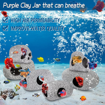 Small Ceramic Aquarium Rock Cave Betta Fish Hideout Shrimp Breeding Tank Decor