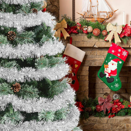 Christmas Silver Tinsel Garland, 33FT – Shimmering Hanging Decor for Trees and Festivities
