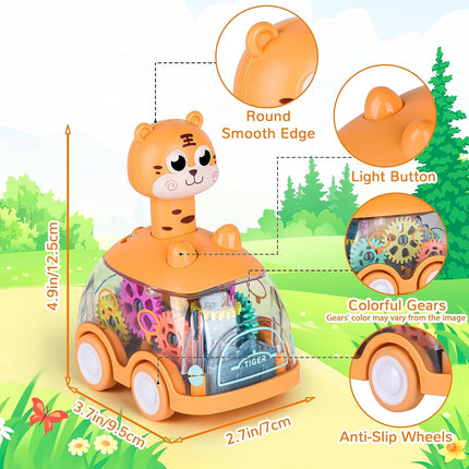Press and Go Baby Toy Cars – Light-Up Giraffe & Tiger Cars for Toddlers, Gifts