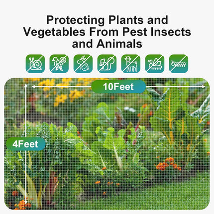 4x10ft Garden Netting Pest Barrier Fine Mesh Bug Net for Plants Vegetables & Fruits