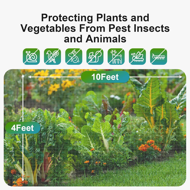 4x10ft Garden Netting Pest Barrier Fine Mesh Bug Net for Plants Vegetables & Fruits