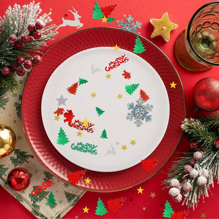 Christmas Embossed Confetti Set, 4800 Pieces, Multicolored PVC, 100g for Festive Parties